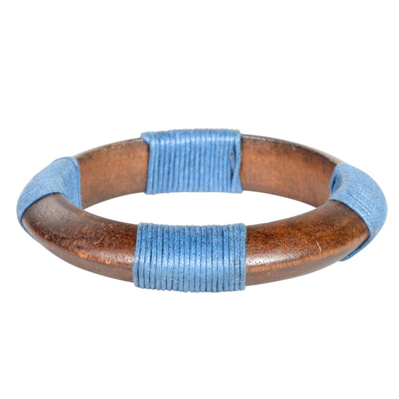 CIRCLE STRING WRAP WOOD BANGLE BLUEBERRY