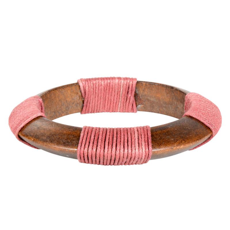 CIRCLE STRING WRAP WOOD BANGLE CRANBERRY