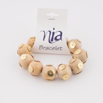 WOOD AND METAL BEAD BRACELET NATURAL