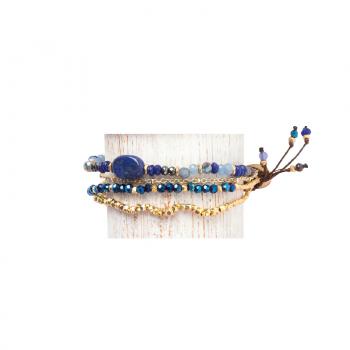 GOLD/BLUE 4 STRAND BRACELET