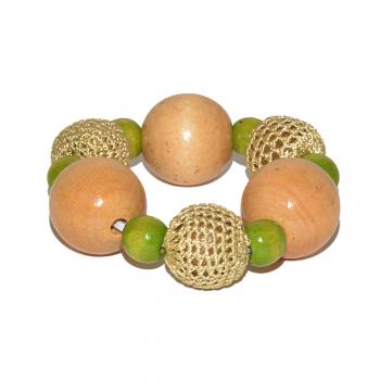 LIGHT GREEN STRETCH BRACELET WITH CROCHET BEADS