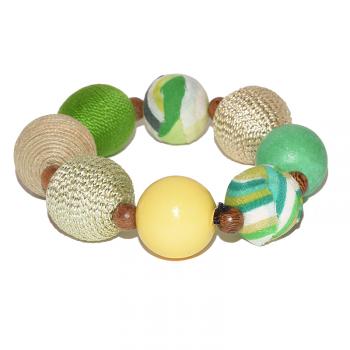 ASSORTED CROCHET AND FABRIC BEADED BRACELET