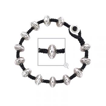 SILVER SAUCER BEADS BRACELET With BUTTON CLOSURE
