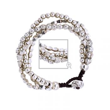 4 STRAND SILVER BRACELET With BUTTON CLOSURE
