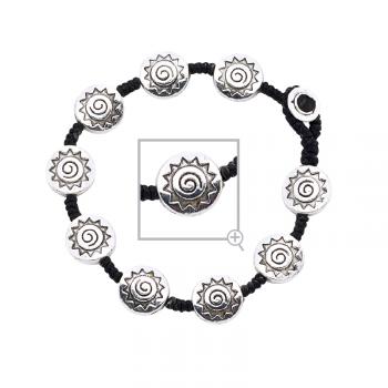 SILVER SPIRAL BURST BRACELET With BUTTON CLOSURE