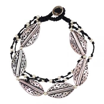 3 STRAND LEAF BRACELET With BUTTON CLOSURE