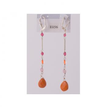 SILVER ORANGE SMALL STONE EARRING