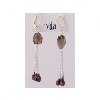 SILVER SHORT DANGLE STONE EARRING