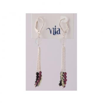 SILVER SHORT DANGLE MULTI BEAD EARRING