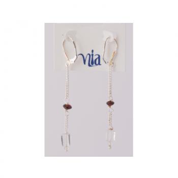 TINY SILVER CLEAR STONE DANGLE  EARRING