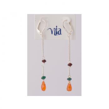 TINY SILVER MULTI COLOR GEM EARRING