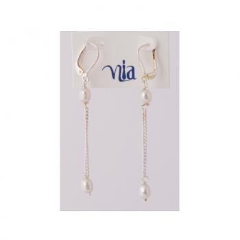 TINY SILVER PEARL DANGLE  EARRING