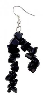 BLACK TWO-STRAND CHIP EARRINGS