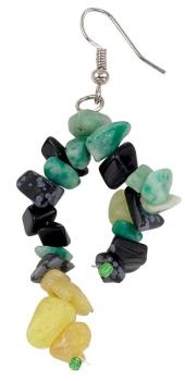 GREEN BLACK  TWO-STRAND CHIP EARRINGS