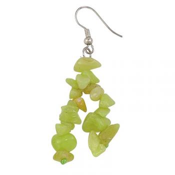 LIGHT GREEN TWO-STRAND CHIP EARRINGS