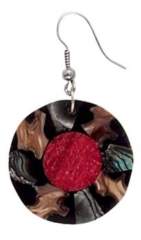 ROUND RED SWIRL EARRINGS