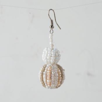 NATURAL & SILVER BALL EARRINGS