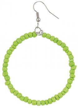 GREEN BEADED HOOP EARRINGS