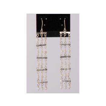 SLVER&PEARL LONG DANGLE EARRINGS