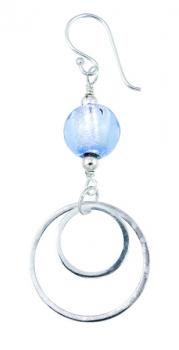 SILVER CIRCLE & MURANO EARRING BLUE