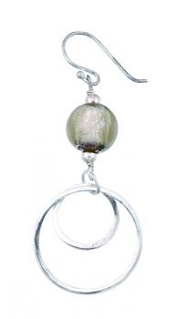 SILVER CIRCLE AND MURANO GREY EARRING