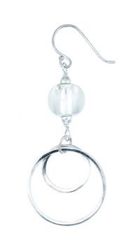 SILVER CIRCLE AND MURANO CLEAR EARRING