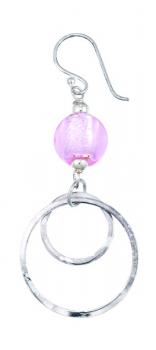 SILVER CIRCLE & MURANO EARRING PINK