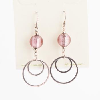 PURPLE SILVER CIRCLE AND MURANO EARRING