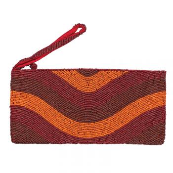 ORANGE BEADED WAVE CLUTCH With HANDLE