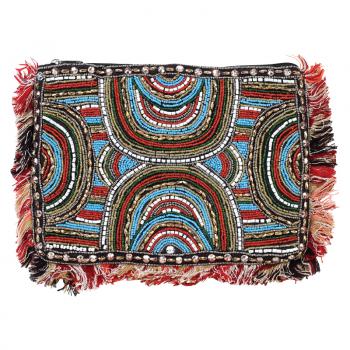 MULTI COLOR HALF CIRCLES BEADED CLUTCH