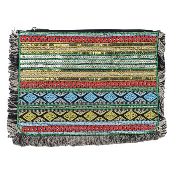 GREEN/BLUE/RED ZIPPER CLUTCH