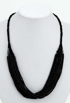 BLACK BEAD AND BRAID NECKLACE