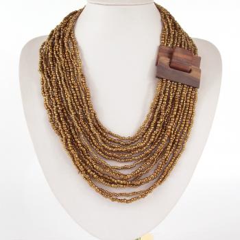 BRONZE WOOD BUCKLE NECKLACE