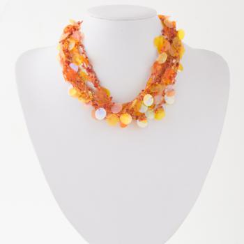 TRANSPARENT ORANGE AND YELLOW CIRCLE NECKLACE