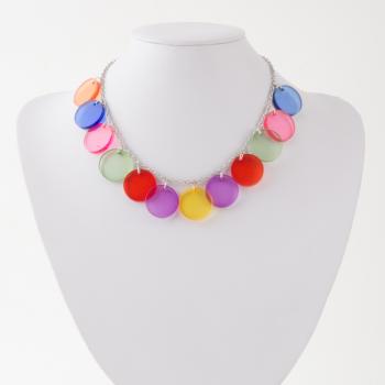 ROUND MULTICOLORED DISC NECKLACE