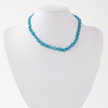 SOLID BLUE BEADED CHOKER NECKLACE