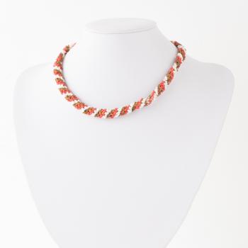 ORANGE BEADED ROPE CHOKER NECKLACE