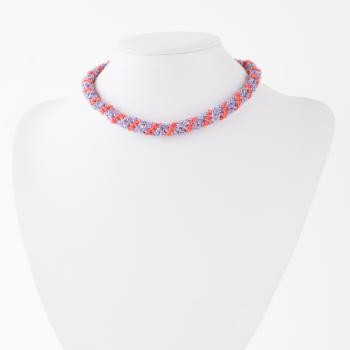 ORANGE AND VIOLET BEADED ROPE CHOKER NECKLACE