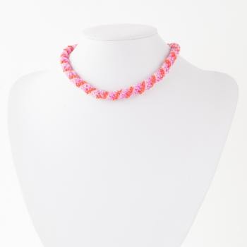 PINK BEADED ROPE CHOKER NECKLACE