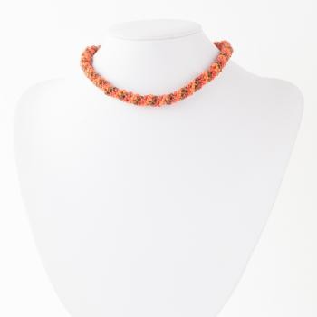 RED AND ORANGE BEADED CHOKER NECKLACE