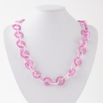 LILAC FABRIC WRAP CIRCLE AND BEAD NECKLACE