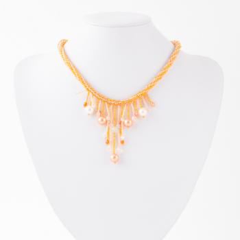 ORANGE BEADED NECKLACE 18''