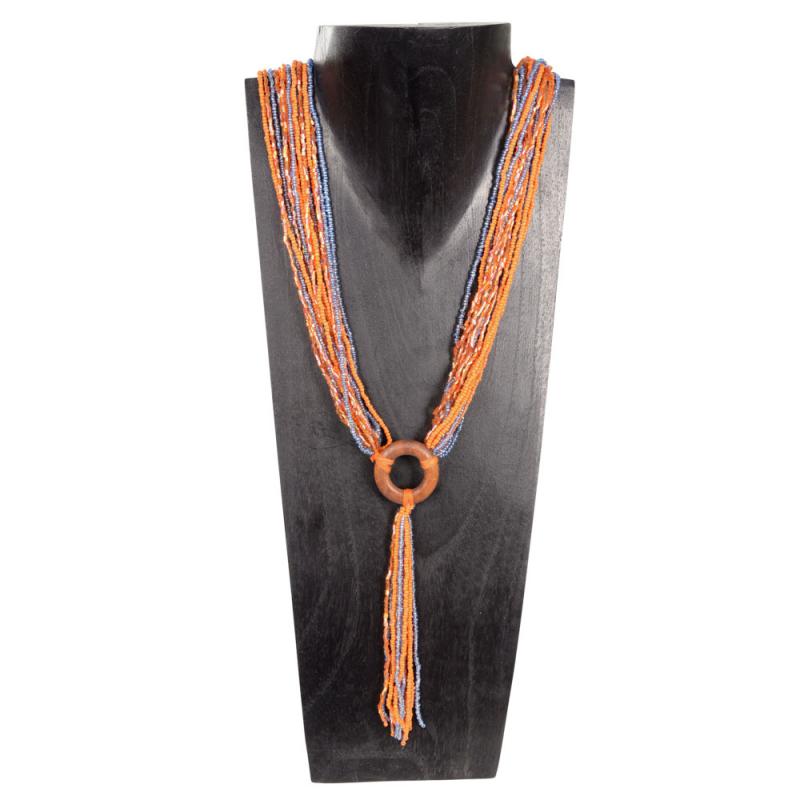 BEAD LARIAT ORANGE/VIOLA