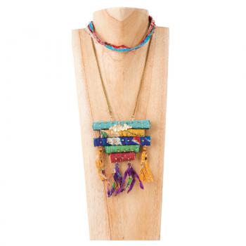 NECKLACE WITH 5 BARREL & TASSEL