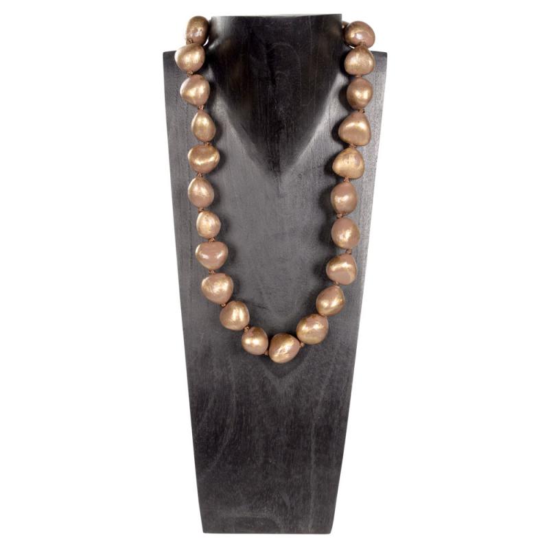 GOLD SPLASH KUKUI NECKLACE (32) COCOA