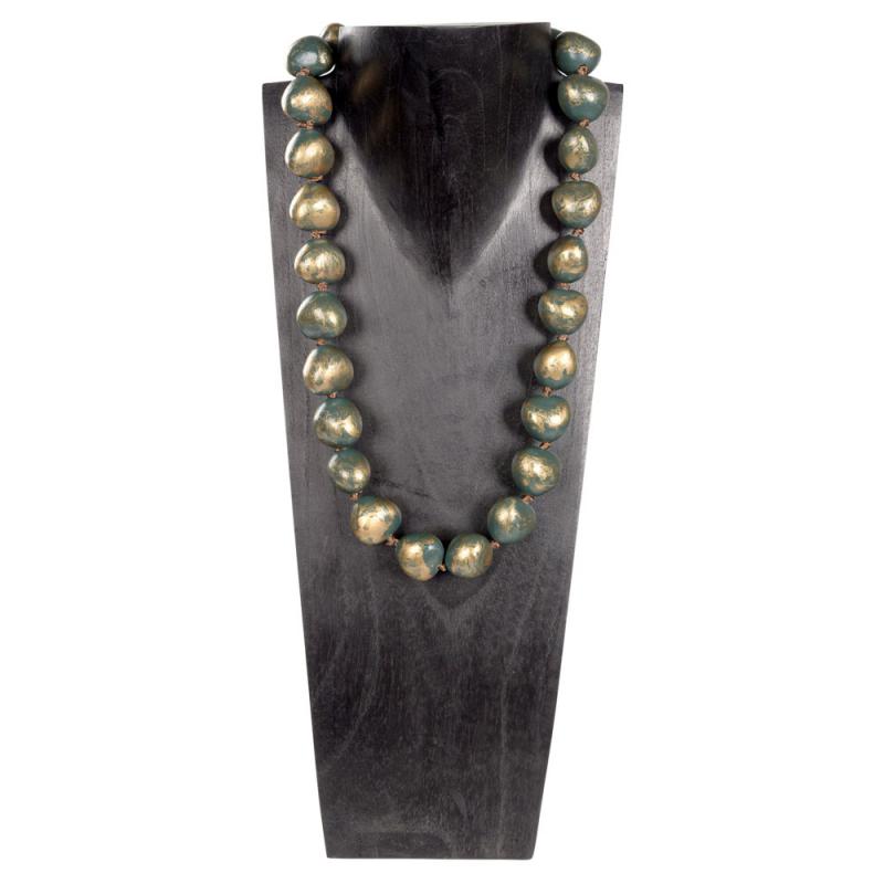 GOLD SPLASH KUKUI NECKLACE (32) HUNTER GREEN