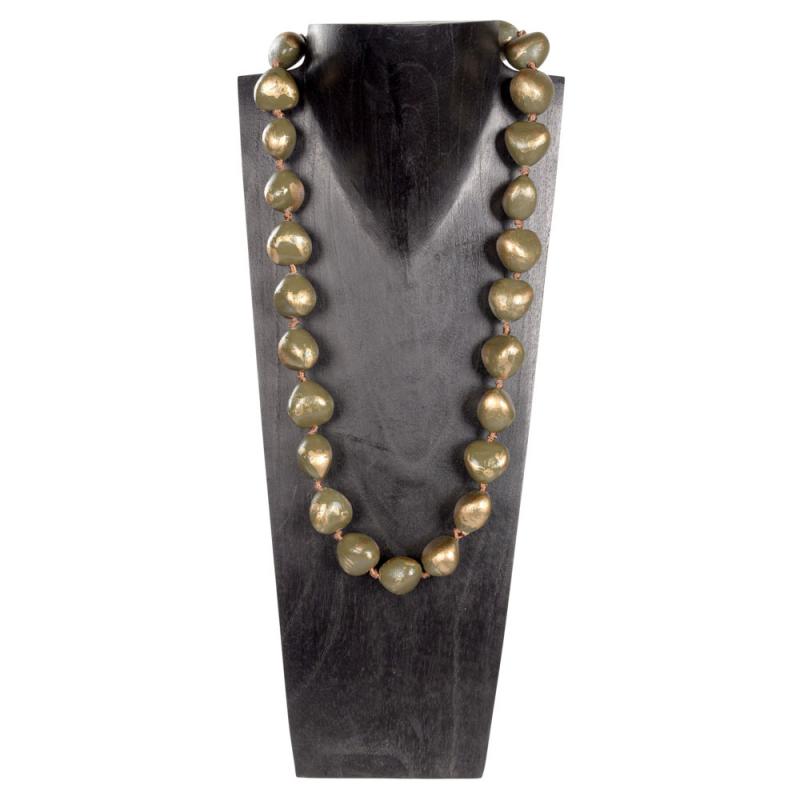 GOLD SPLASH KUKUI NECKLACE (32) OLIVE