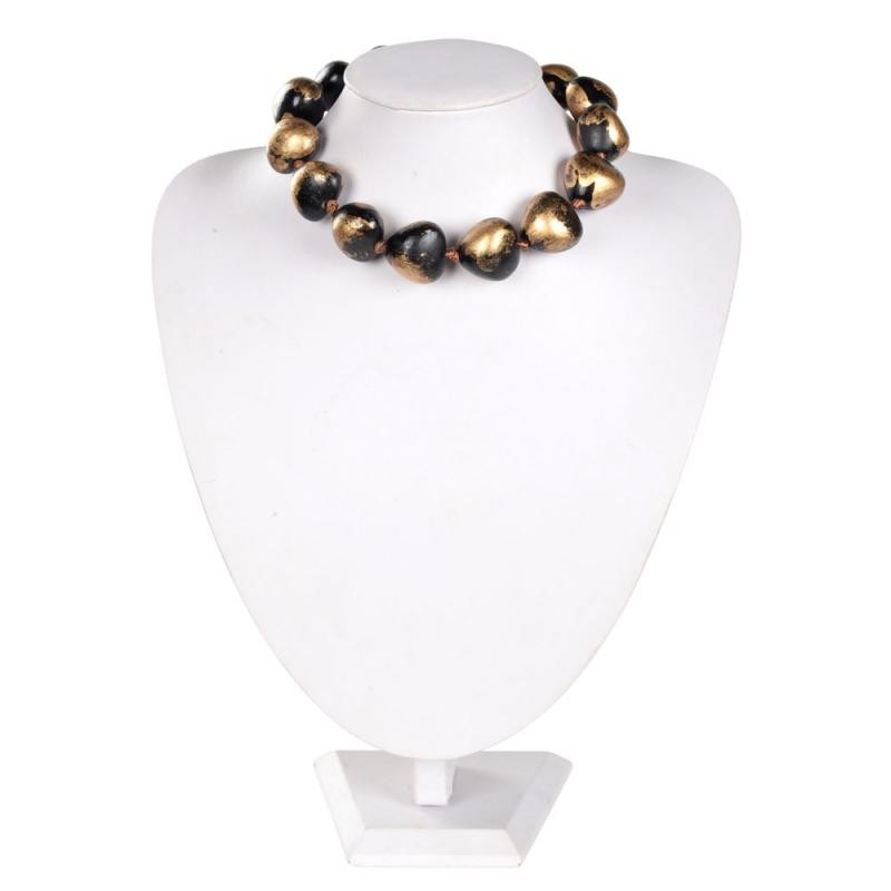 GOLD SPLASH KUKUI NUT NECKLACE (14) BLACK