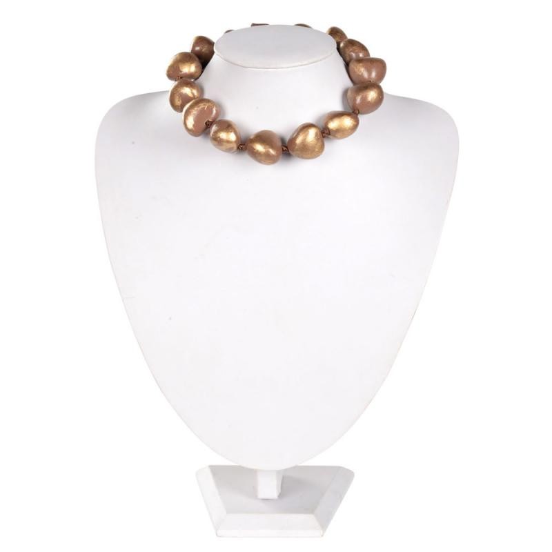 GOLD SPLASH KUKUI NUT NECKLACE (14) COCOA