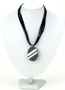 STAINLESS/WOOD OVAL PENDANT